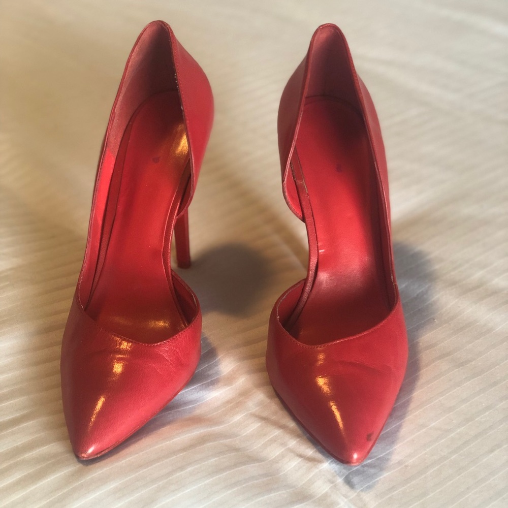 Red Nine West stilletos.